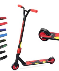Trotineta sport, pentru cascadorii, aluminiu, cu ghidon in T si frana spate, 85 cm, Rosu